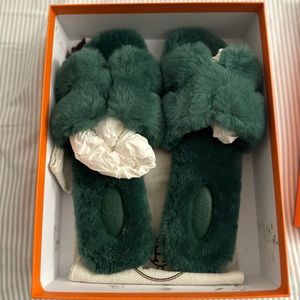 Hermes Oran Wool-skin Sandals